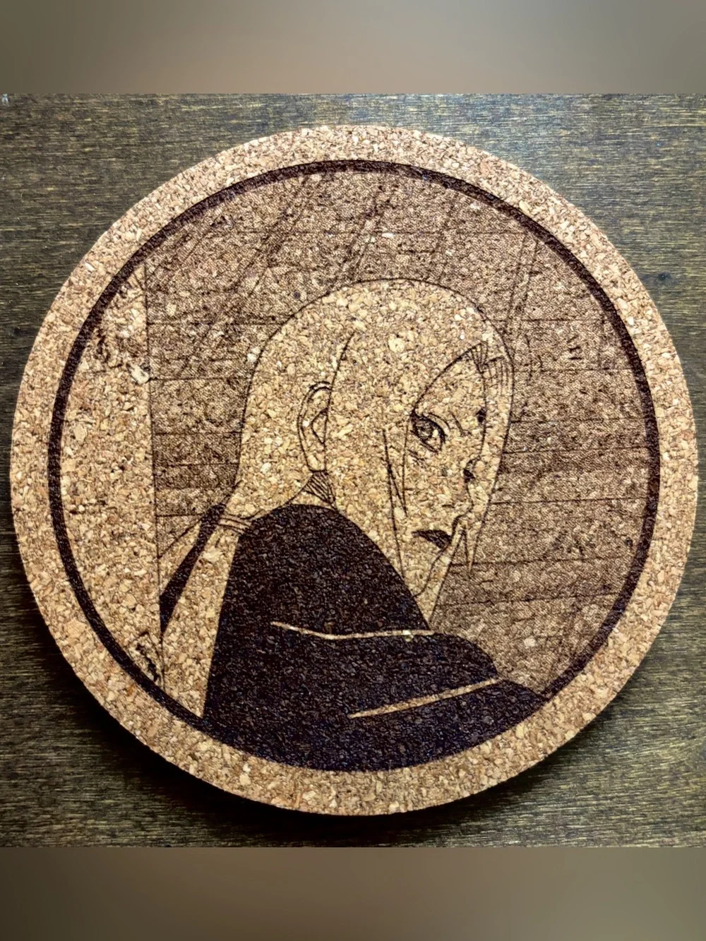 Naruto Tsunade Laser Engraved Cork Coaster #3